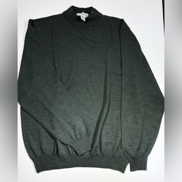 VNTG ALFANI Men's Green Crewneck Sweater 100% PURE WOOL MERINO. Made in Italy 🇮🇹